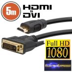 GA-20382 DVI-D / HDMI kábel • 5 m aranyozott csatlakozóval