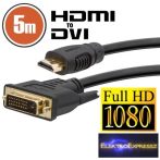 GA-20382 DVI-D / HDMI kábel • 5 m aranyozott csatlakozóval GA-20382 DVI-D / HDMI kábel • 5 m aranyozott csatlakozóval