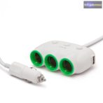   Szivargyújtóaljzatba csatlakoztatható 3-as elosztó + 2 x USB