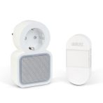   Digitális elem- és vezeték nélküli csengő - Kinetic - 220-240V AC aljzat - fehér - kék LED