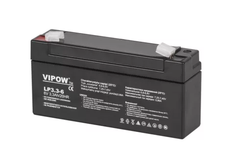 VIPOW 6V 3.3Ah zselés akkumulátor