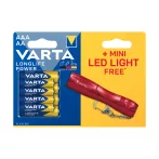 VARTA Longlife Power LR03/LR06 4 db + Mini Led Light zseblámpa VARTA Longlife Power LR03/LR06 4 db + Mini Led Light zseblámpa