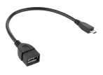 USB A aljzat - micro USB csatlakozó 15cm OTG USB A aljzat - micro USB csatlakozó 15cm OTG