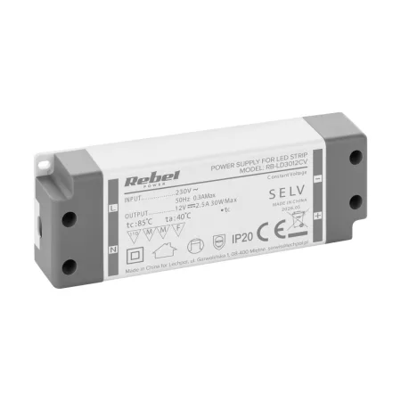 REBEL LED szalag tápegység 12V/2.5A max. 30W IP20 REBEL LED szalag tápegység 12V/2.5A max. 30W IP20