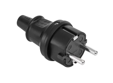 Német típusú csatlakozó 16A/250V- IP44 (fekete gumi) 2237 Német típusú csatlakozó 16A/250V- IP44 (fekete gumi) 2237