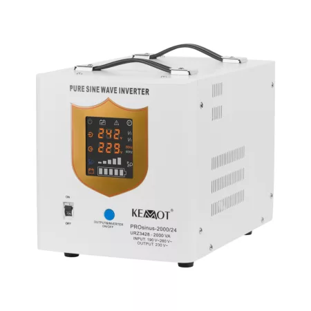 KEMOT PROsinus-2000/24 tartalék tápegység tiszta szinuszhullámmal és töltési funkcióval 24V 230V 2000VA/1400W