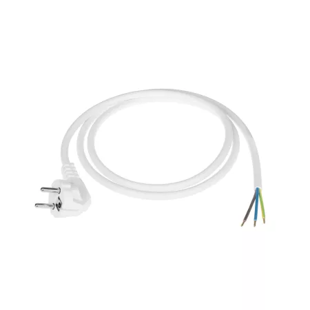 Tápkábel 3x1,5mm fehér 1,5m sarokcsatlakozóval