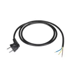 Tápkábel 3x1,5mm fekete 3m sarokcsatlakozóval