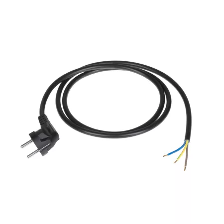 Tápkábel 3x1,5mm fekete 3m sarokcsatlakozóval