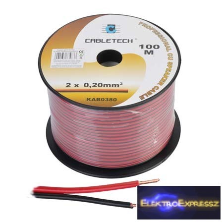 LP-KAB0380 Hangszóró vezeték réz 2X0.20mm Piros/fekete 100M LP-KAB0380 Hangszóró vezeték réz 2X0.20mm Piros/fekete 100M