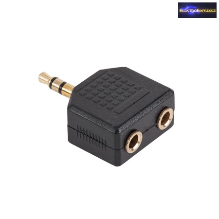 2x 3,5mm JACK aljzat -> 3,5mm JACK dugó aranyozott átalakító