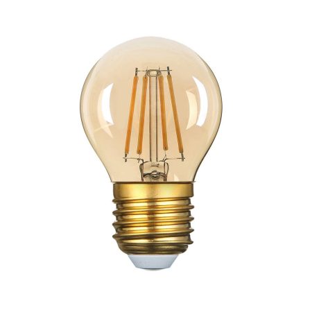 LED gömb, E27, 4W, 230V, meleg fehér fény, 320lm, ARANYOZOTT FILAMENT - DIMMELHETŐ