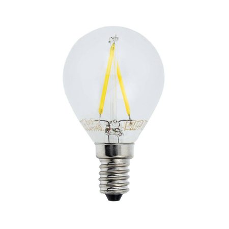 LED gömb, E14, G45, 2W, meleg fehér fény