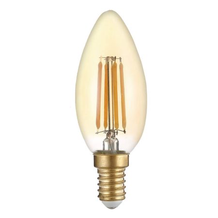 LED gyertya, E14(C35), 4W,400LM,2500K, aranyozott üvegbúra