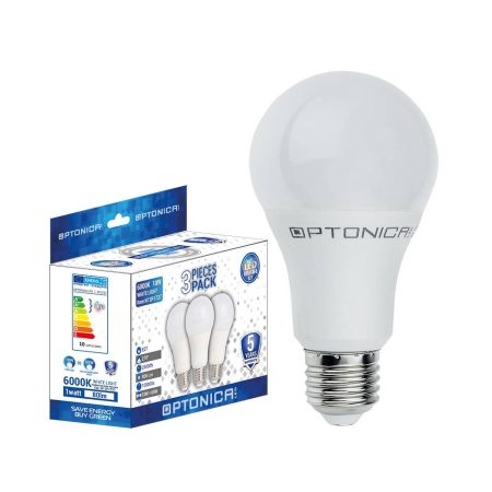LED gömb, E27, A60, 15W, 230V, fehér fény - 3 db