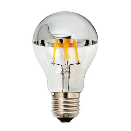 LED gömb(A60), E27, 4W, ezüstözött üvegbúra, 2700K, 400LM, 230V