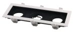 Beépíthető, négyzet alakú spot lámpatest, alumínium, 3*GU10-es foglalattal, fehér előlap-fekete belső, maximum 35W IP20 Beépíthető, négyzet alakú spot lámpatest, alumínium, 3*GU10-es foglalattal, fehér előlap-fekete belső, maximum 35W IP20