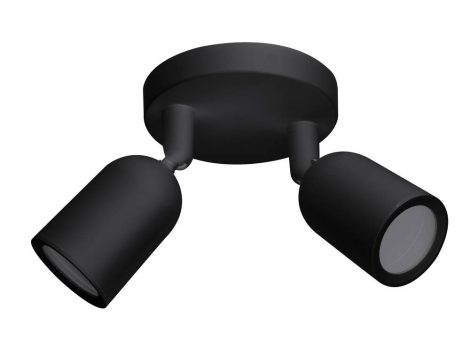 Felületre szerelhető lámpatest, mozgatható fej, fekete, 2*GU10-es foglalat, MAX 10W, IP20