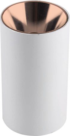 Felületre szerelhető lámpatest, henger alakú, fehér házas-rózsaarany belső, GU10-es foglalat, MAX 35W, IP20, ф80x140 mm