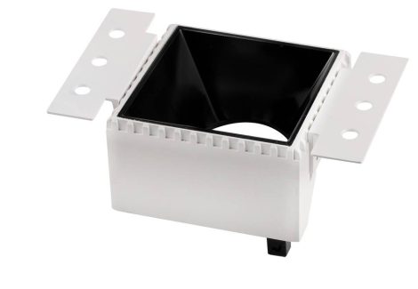 Beépíthető spot lámpatest, négyzet alakú, fehér házas - fekete belső GU10-es foglalat, MAX 35W, IP20, 128x75x55 mm