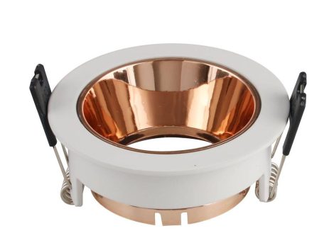 Beépíthető spot lámpatest, kör, fehér házas - rózsaarany belső GU10-es foglalat, MAX 35W, IP20, ф79x32 mm