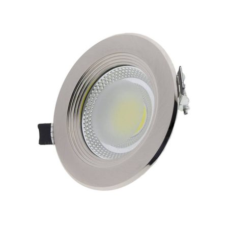 LED spotlámpa, 30W, COB, inox, kerek, meleg fehér fény