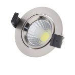   LED spotlámpa, 8W, COB, kerek, billenthető, inox, fehér fény