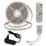   RGB LED szett03:5m DC12V 5050 60SMD/m IP54 RGB LED szalag+tápegység+vezérlő+távirányító - 8W/m,480lm/m,10mm
