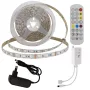   RGB LED Bluetooth02: 5m DC12V 5050 60SMD/m IP20 RGB LED szalag+adapter tápegység+Bluetooth vezérlő+távirányító - 8W/m,480lm/m,10mm