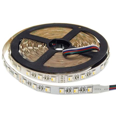 LED szalag, 24V, 12mm, 16W/m, 600LM/m, nem vízálló, RGB+Hideg fehér fény