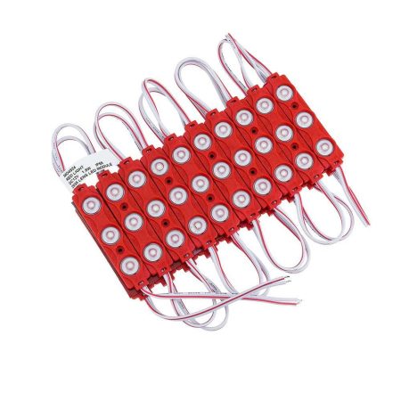 3-as lencsés modul, 2835, 160°, 1,5W, IP65 - piros 3-as lencsés modul, 2835, 160°, 1,5W, IP65 - piros