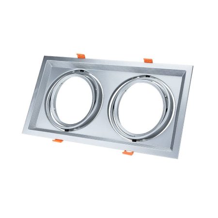 Beépíthető 2-es keret, kocka, mozgatható, ezüst, 330x180x42mm, AR111