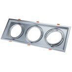   Beépíthető 3-as keret, kocka, mozgatható, ezüst, 480x180x42mm, AR111