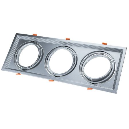 Beépíthető 3-as keret, kocka, mozgatható, ezüst, 480x180x42mm, AR111 Beépíthető 3-as keret, kocka, mozgatható, ezüst, 480x180x42mm, AR111