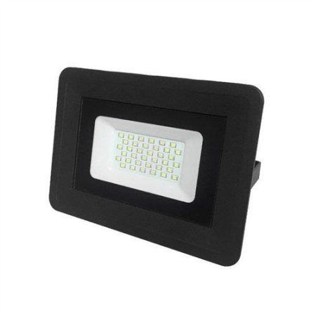LED reflektor 30W, SMD fekete, 100°, IP65 fehér fény, 15cm kábellel