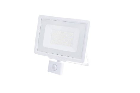 LED reflektor, 50W, SMD, fehér ház, 4000LM, 230V, 120° , 4500K - IP65 -szenzorral