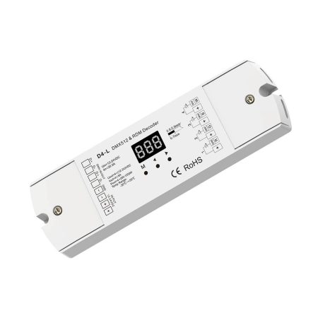 DMX512 dekóder D4-L 12-24V DC; 4*5A; Max: 20A; 240W/480W(12V/24V)