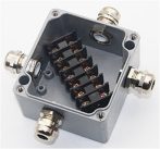   Vízmentes alumínium kötődoboz, bakelit sorkapoccsal 4 kivezetéses; 450V/24A - IP68