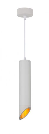 Függesztett lámpatest GU10-es foglalattal, fehér külső, arany belső,alumínium,ferde vég 6*30cm 
