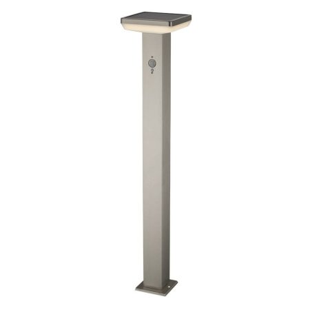 LED napelemes álló kerti világítás,négyzet alakú, beépített PIR szenzor, alumínium, 4,4W, 600lm; 3000K, 800mm; IP44