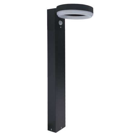 LED napelemes álló kerti lámpa,fekete ház, beépített PIR szenzor, alumínium, 6W, 600lm; 6000K IP44 - 500mm