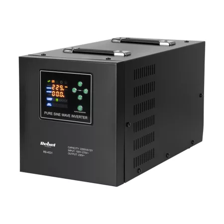 Szünetmentes tápegység Rebel POWER-2200-LFP4 UPS - tiszta szinuszos átalakító töltési funkcióval 12V 230V 2200VA/1600W