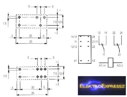 Relé 24V 8A/250VAC 2xC RELEF4052-24 Relé 24V 8A/250VAC 2xC RELEF4052-24