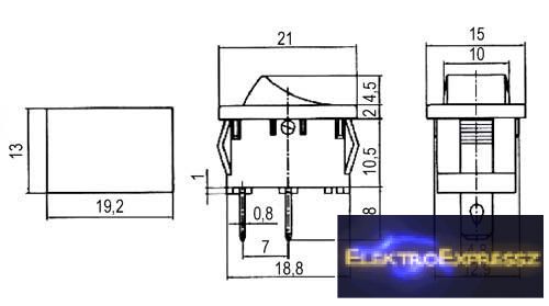 Billenő kapcsoló 2pol./2pin ON-OFF 250V/6A - fekete (OI)