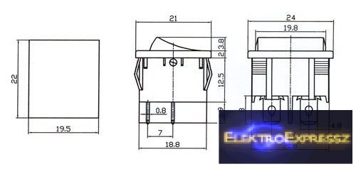 Billenő kapcsoló 2pol./4pin ON-OFF 250V/6A fekete Billenő kapcsoló 2pol./4pin ON-OFF 250V/6A fekete