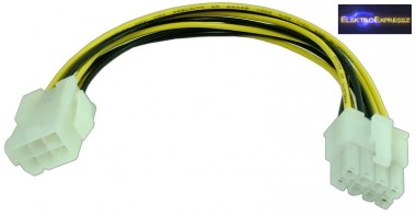 Image of adapter kábel, 6 tűs PCI Express anya -> 8 pin, apa EPS12V kábel hossza kb.: 15 cm.