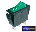 Billenő kapcsoló 2pol./3pin ON-OFF 250V/15A - áttetsző zöld Billenő kapcsoló 2pol./3pin ON-OFF 250V/15A - áttetsző zöld