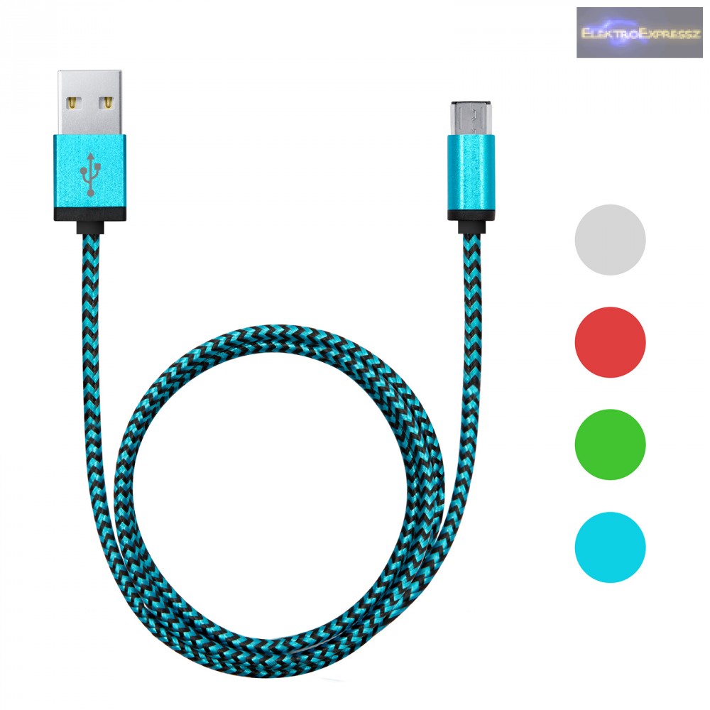 Image of Adatkábel - micro-USB - szövet bevonat - 4 színben