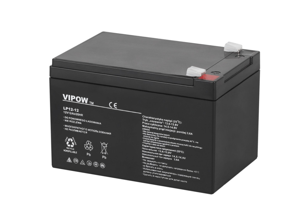 VIPOW 12V 12Ah zselés akkumulátor