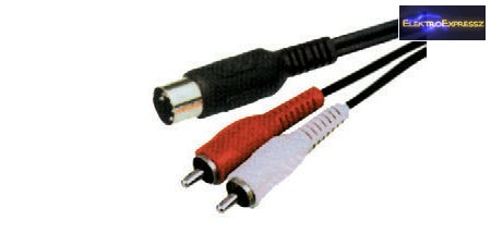 Image of 5 pólosú DIN csatlakozó - 2RCA dugó kábel 1,2m